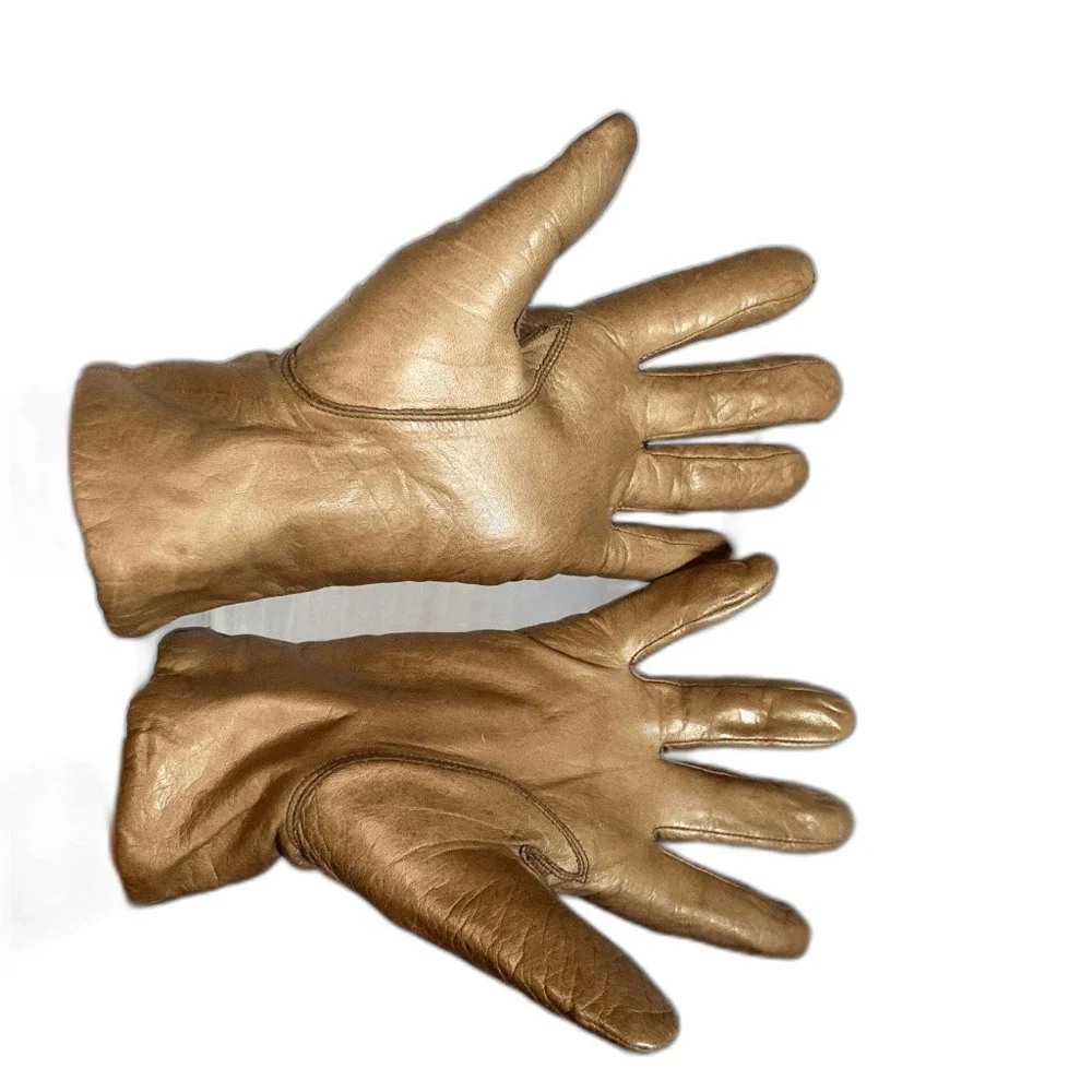Vintage 80's Gloves Size 6 Classic Mob Wife Old Money Elegant Tan Leather Gloves